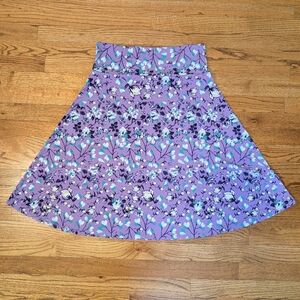LuLaRoe Women's Azure Skirt Purple Floral A-Line Midi Stretchy Size XL